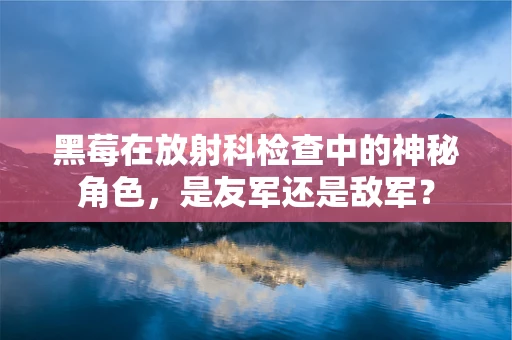 黑莓在放射科检查中的神秘角色，是友军还是敌军？